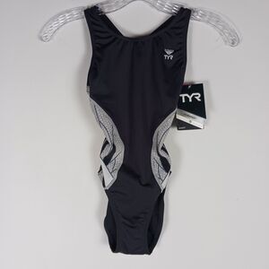 TYR Women's Phoenix Splice Maxfit One Piece Swimsuit Black/White Size 26 XXS
